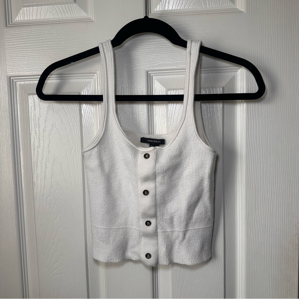 Forever 21 white ribbed crop top 
size small
